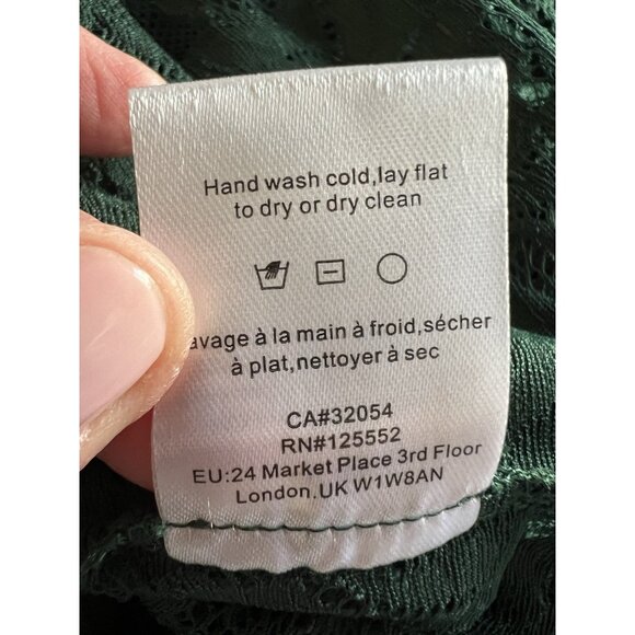 NEW Dolan forest green lace sheer cropped blouse tie Wednesday Adams fairy glam - Picture 10 of 11